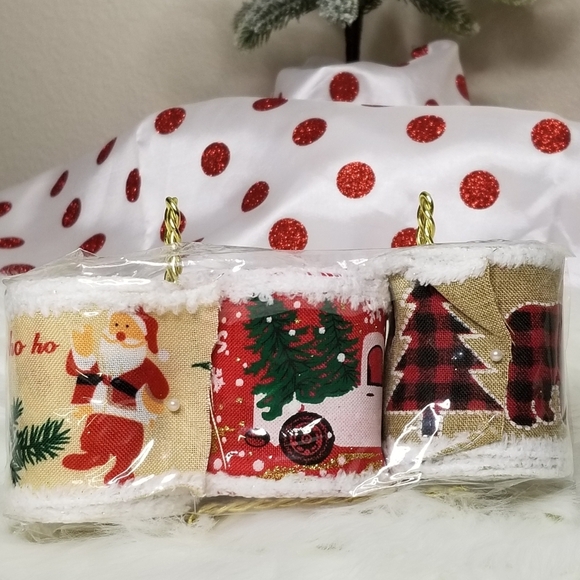 3 Rolls 18 Yards‎ Christmas Fabric Ribbon Winter Themed Decorative Burlap - Picture 6 of 6